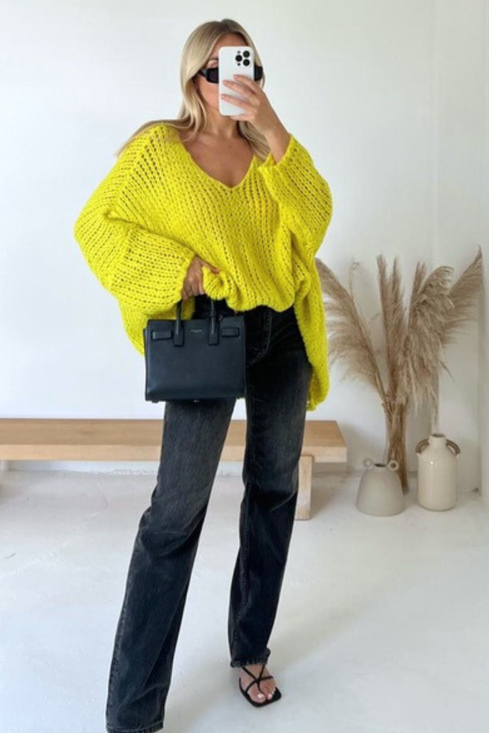Remi lime green chunky knit oversized jumper