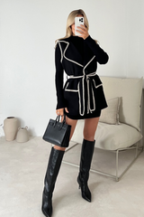 Rose black tailored contrast trim waistcoat