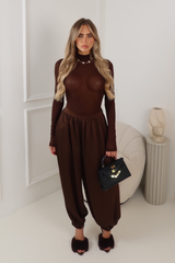 MARYSA CHOCOLATE SATIN BALLON TROUSERS