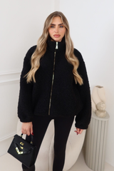 PATTI BLACK GOLD ZIP WOOLY FLEECE