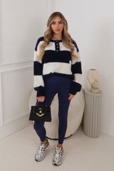 FREYA NAVY STRIPED BUTTON JUMPER