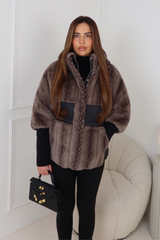 MAGGI TAUPE FAUX FUR JACKET