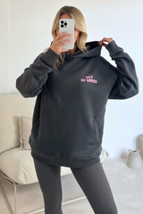 Out of office steel grey printed hoodie and legging set