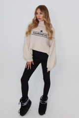Courchevel cream embroidered oversized knit jumper
