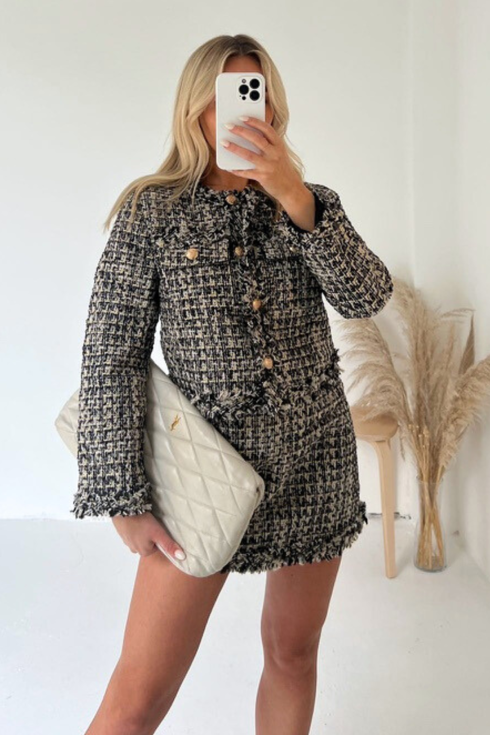Coco black tweed jacket and skirt co ord
