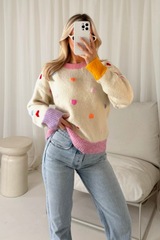 Lola cream knit heart jumper