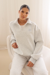 Marl embroidered logo 3/4 zip sweater