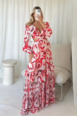 Lucia pink patterned cut out maxi dress