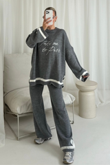 Paris grey embroidered knitted jumper and trousers