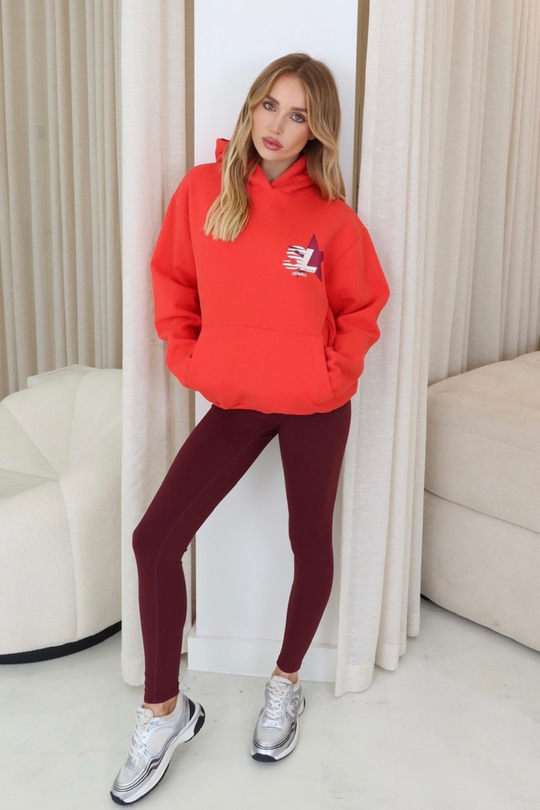 Studio leisure star red printed hoodie
