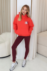 Studio leisure star red printed hoodie