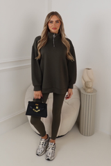 AYLA KHAKI 3/4 ZIP JUMPER