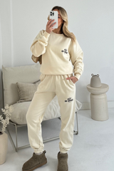 Out of office ecru printed sweater joggers premium loungewear