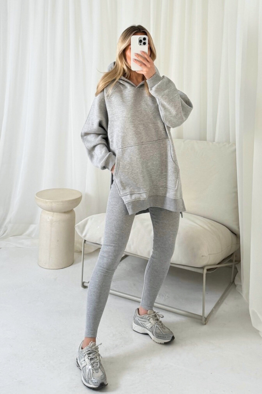 Maya melange grey hoodie and legging set