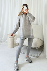 Maya melange grey hoodie and legging set