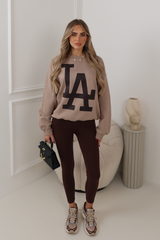 LA PRINTED SWEATSHIRT MOCHA AND MATCHING LEGGINGS SET