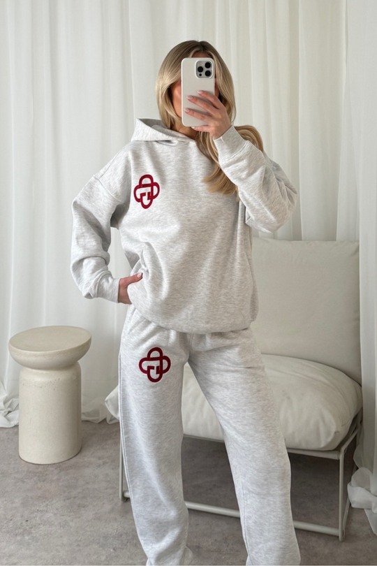 G monogram marl grey and red embroidered hoodie joggers loungewear