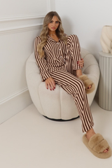 PREMIUM JERSEY CHOCOLATE STRIPED  PYJAMA SET