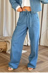 Rhea light denim drawstring jeans