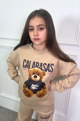 Mini Calabasas bear stone printed sweater jogger loungewear