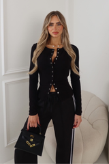 ESME BLACK BUTTON UP TOP