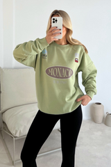 Monaco sage printed sweater