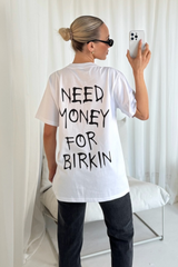 Need money white printed t-shirt