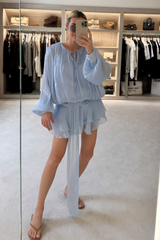 Jaycee blue chiffon shirt dress
