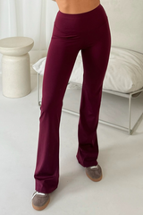 Sophie Burgundy Stretch Flared Leggings Activewear