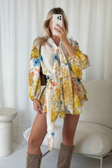 Georgia yellow floral shirt dress