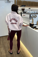 STUDIO LEISURE BABY PINK PRINTED 3/4 ZIP