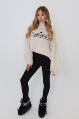 Courchevel cream embroidered oversized knit jumper