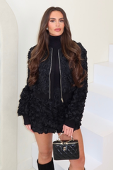 Rosie black floral bomber jacket