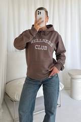 Wellness Club mocha embroidered hoodie