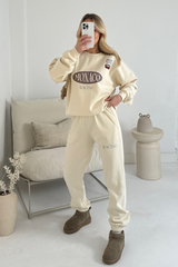 Monaco race ecru printed sweater joggers premium loungewear