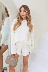 Lisa cream knit sweater and shorts co ord