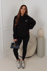 GEGE EMBROIDERED BLACK PREMIUM ESSENTIAL RELAXED HOODIE