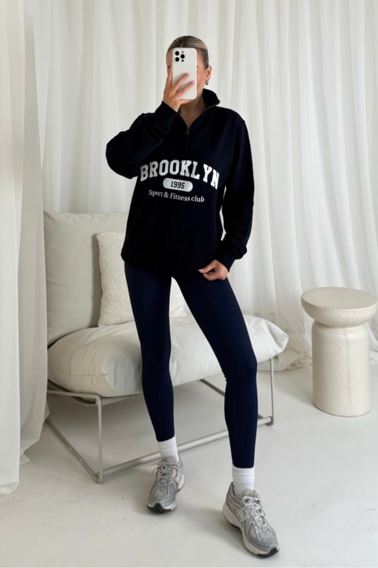 Brooklyn blue printed 3/4 sweater and legging set