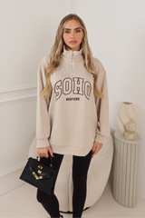 AYLA SOHO CREAM 3/4 ZIP JUMPER