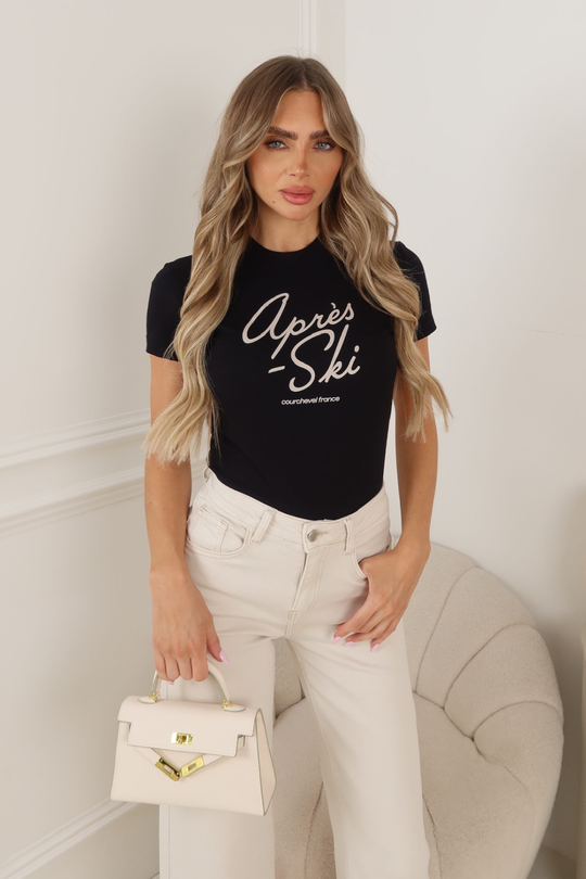 APRES SKI BLACK PRINTED BABY TEE