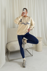Saint Barts embroidered ecru sweater and navy legging set