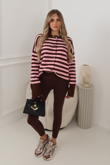 KRISSY CHOCOLATE STRIPED CARDIGAN