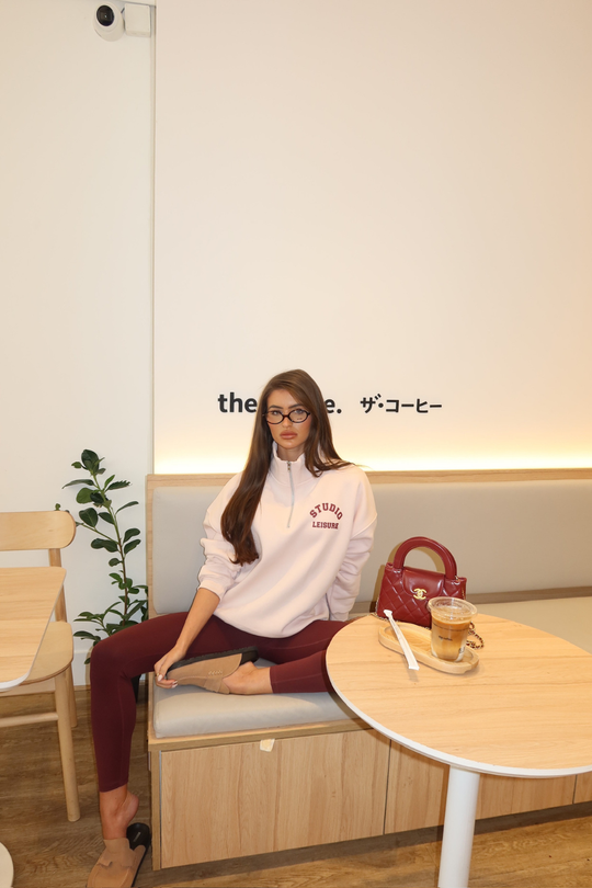 STUDIO LEISURE BABY PINK PRINTED 3/4 ZIP