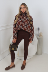 KELBY BROWN CHECK ZIP UP HOODED JACKET