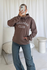 Wellness Club mocha embroidered hoodie