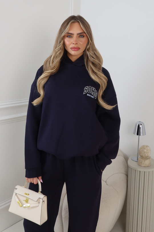 SOHO NAVY PRINT & EMBROIDERED HOODIE