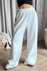 Mara white side stripe wide leg trousers