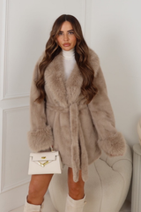 RABANNA BEIGE FAUX FUR COAT