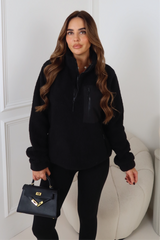 TYLER BLACK 3/4 ZIP TEDDY FLEECE
