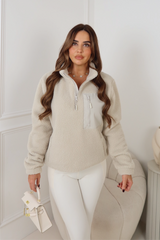 TYLER CREAM 3/4 ZIP TEDDY FLEECE